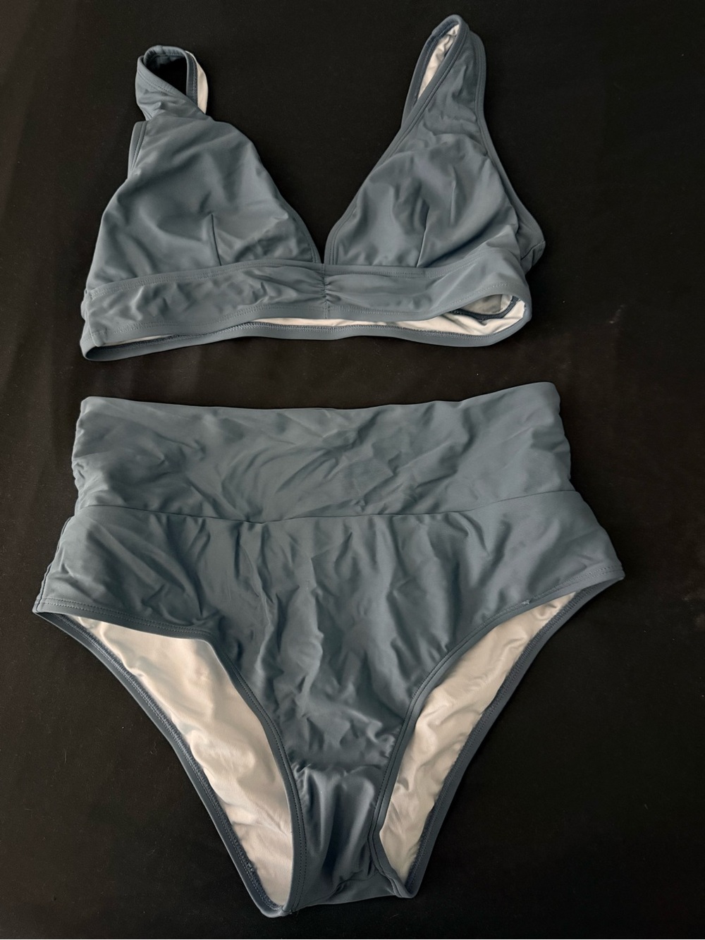 High-Rise Two-Piece Bikini in Slate Blue - Women